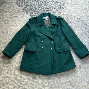 Vintage Bonjour Wool Peacoat Green Large